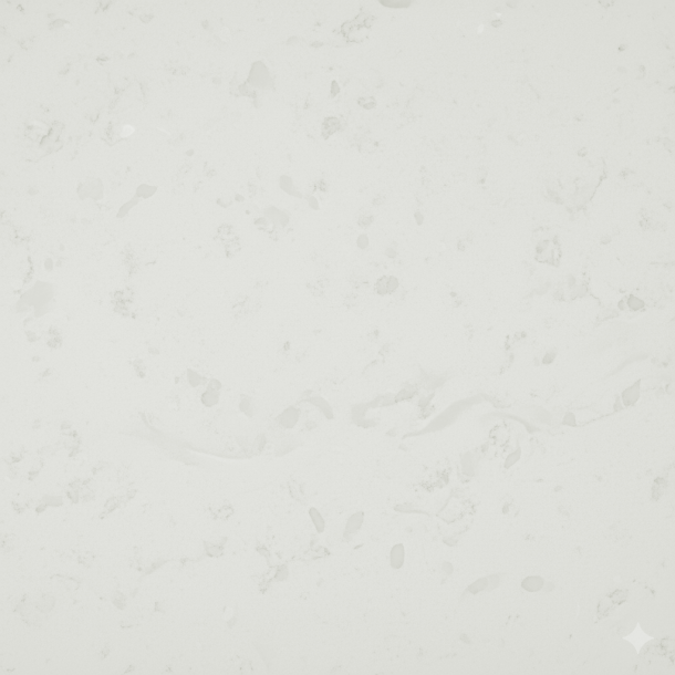 Solace Apartments Light gray marble surface with subtle, scattered darker veining and speckles throughout.